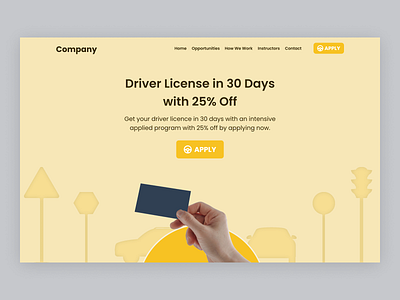 Above The Fold - Driving School Landing Page car drivers license driving driving school landing page web design
