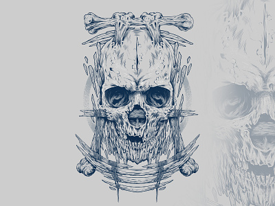 A Skull and Bones design illustration inking skull skull drawing skull illustration