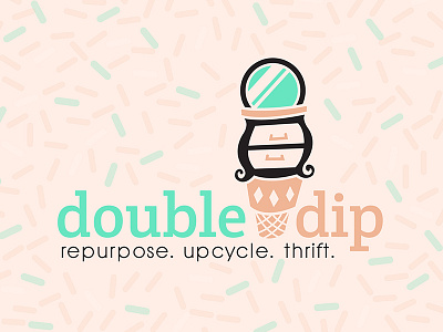 Double Dip Logo Concept consignment ice cream logo mint repurpose sprinkles thrift upcycle