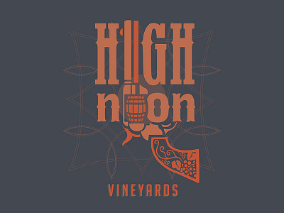 Hign Noon Vineyards Logo barrel drinking gun logo logo design vineyard western wine