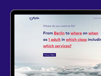 Flyiin Landingpage air travel branding corporate flyiin landing page minimum viable branding mvb website