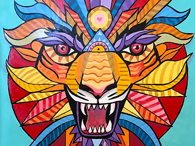 lion painting acrylic graphic design illustration lion painting