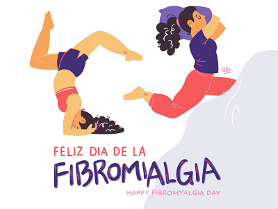 Fibromyalgia Day bed chronic dream fibromyalgia illness illustration sleep sleeping tired vector yoga yoga pose