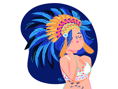 Marta Deer character character design colorful feather girl illustration sexy tribal vector