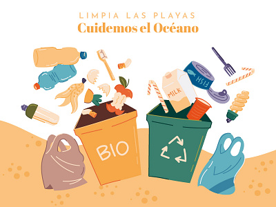 Clean the beaches, beach! beach clean ecology freepik illustration ocean recycle stock vector