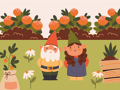 Hello Spring! character farm freepik garden gnome illustration spring vector