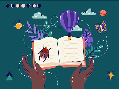 The magic of reading book flat freepik illustration magic mystical read reading vector
