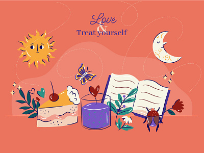 Treat yourself astrology book cake freepik illustration love magic mystical read vector