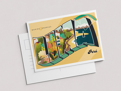 Postcard design from Lima card city design gift illustration lima peru postcard print template travel wedding