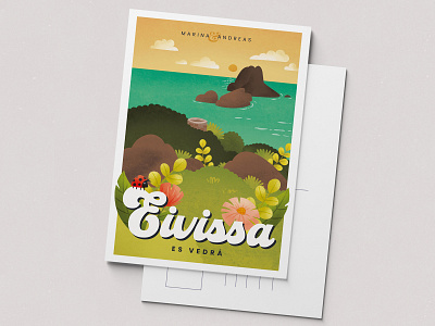 Postcard design from Ibiza beach design eivissa gift holidays ibiza illustration island postcard print spain travel vacations wedding