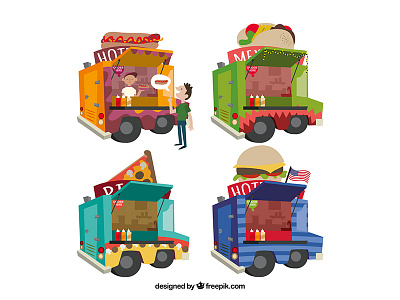 02Food Trucks Collection flat freepik illustration vector