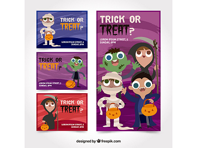 Halloween cards flat freepik illustration vector