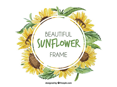 Watercolor Sunflower Frame frame freepik illustration vector watercolor