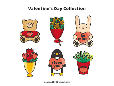 Valentine's Day Labels flat freepik illustration vector