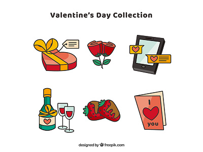 Valentine's Day Labels flat freepik illustration vector