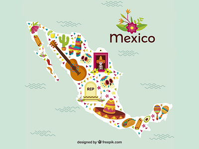 Mexican map flat freepik illustration mexico vector