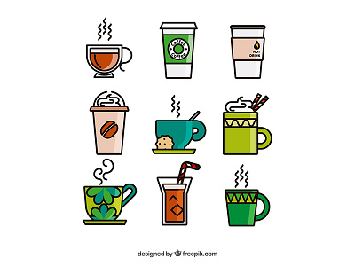 Coffee cups collection coffee flat freepik illustration vector