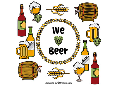 Beer elements beer freepik hand drawn illustration vector