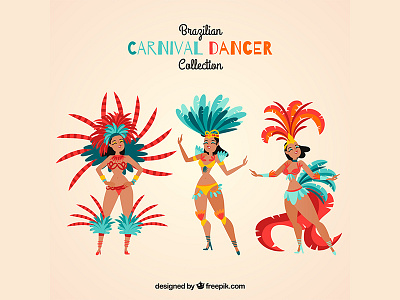 Brazilian Carnival dancers brasil brazilian carnival dancers flat freepik illustration rio carnival vector