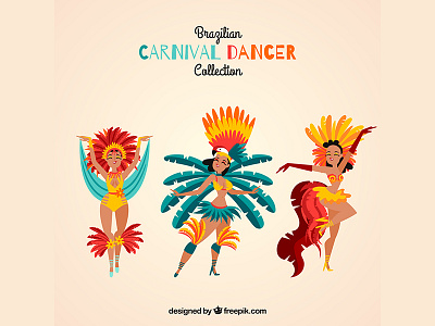 Brazilian Carnival dancers brasil brazilian carnival dancers flat freepik illustration rio carnival vector