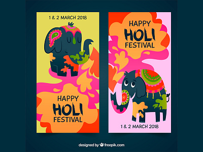 Holi festival elephant flat freepik happy holi holi festival illustration vector