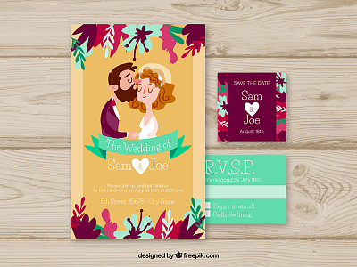 Wedding Invitation couple flat freepik illustration invitation love template vector wedding