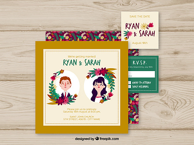 Wedding Invitation couple flat freepik illustration invitation love template vector wedding