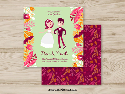 Wedding Invitation couple flat freepik illustration invitation love template vector wedding