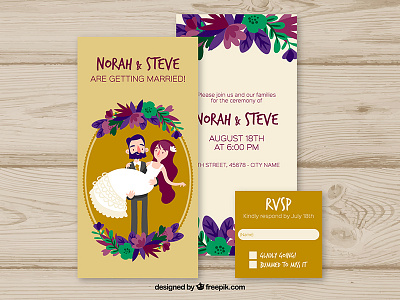 Wedding Invitation couple flat freepik illustration invitation love template vector wedding