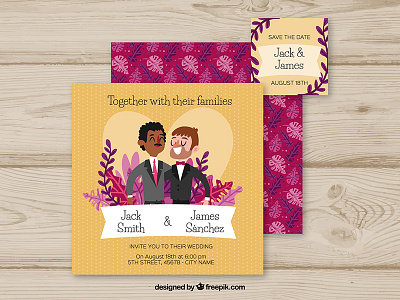 Wedding Invitation couple flat freepik illustration invitation love template vector wedding