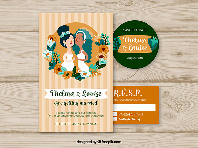 Wedding Invitation couple flat freepik illustration invitation love template vector wedding