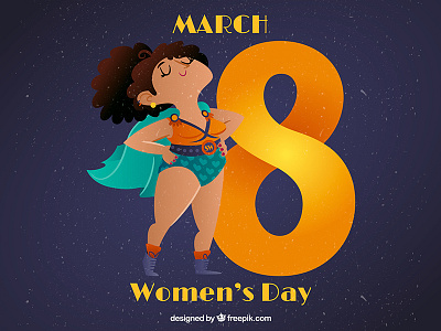 Women's Day flat freepik illustration march 8 vector woman. superwoman womens day