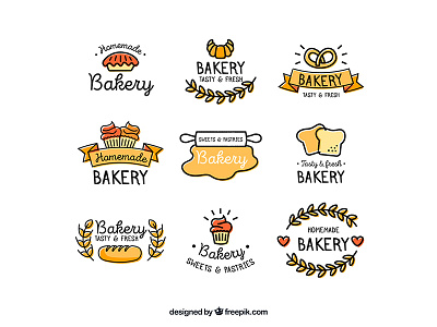 Bakery logos bake bakery bread cook freepik handmade homemade logo vector