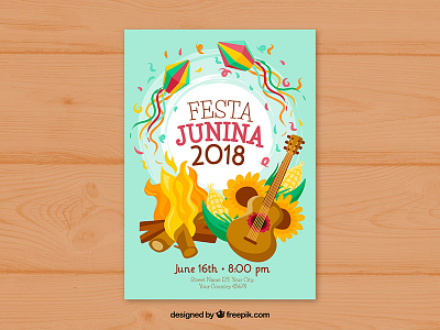 Festa Junina poster design festa junina freepik guitar party poster sunflowers vector