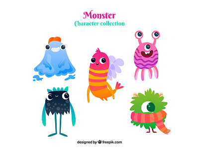 Monster character collection character flat freepik illustration monster vector