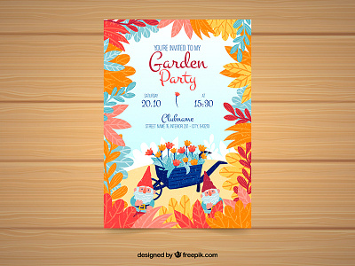 Garden Party Poster freepik garden gnome illustration party plants poster template vector