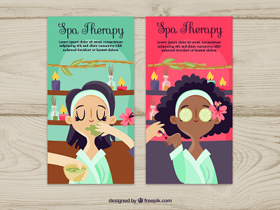 Spa Therapy Banners banner beauty character facial freepik illustration manicure relax spa vector
