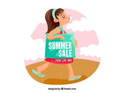 Summer Sales! bag beach fashion freepik girl illustration sale summer vector