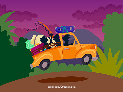 Roadtrip travel with friends family freepik friends illustration roadtrip silhoutte summer travel vector