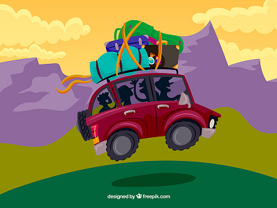 Roadtrip travel with friends bags family freepik friends illustration roadtrip silhoutte summer travel trip vector