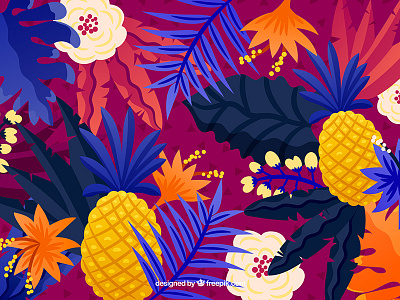 Tropical Background background caribbean freepik hawaii illustration palm trees pineapple tropical vector