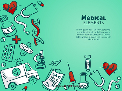 Medical Background ambulance biology charts freepik illustration lab laboratory medical medicine pills stethoscope vaccine vector