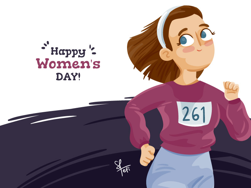 Women's Day stong hero power girl woman female femenine womensday olympics sport training exercise jogger run runner vector