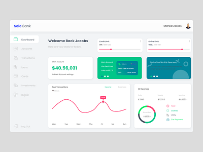 Solo Bank - User Dashboard Design dashboard ui user interface ux