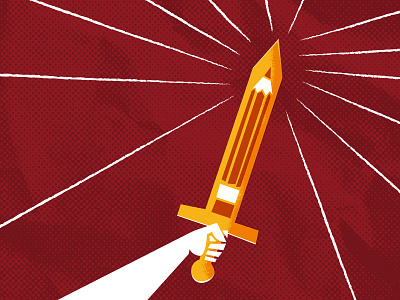 The Pencil Is Mightier dd dungeons and dragons editorial fight illustration pencil sword