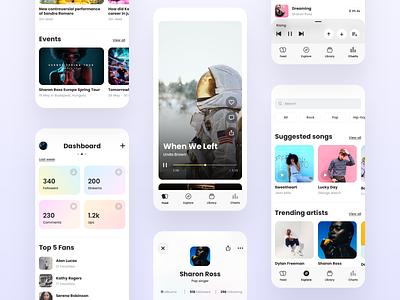 Music App app design clean ios app design mobile design music app showcase songs ui white