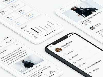 Fashion app app clean dashboard design fashion fashion app fresh graph ios iphone iphone x iphone xs mobile news feed profile showcase sidebar sidebar menu social media ui