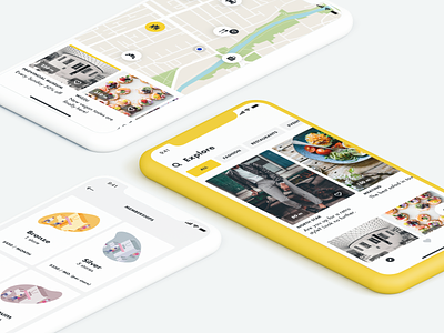 Shops nearby app ads app clean design feed fresh ios iphone x listings map view maps membership mobile shopping ui