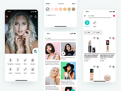 Makeup App app clean design feed ios iphone x makeup makeup app mobile products shop shopping ui