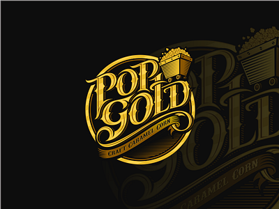 Pop Gold classy luxury popcorn typographi vector crow